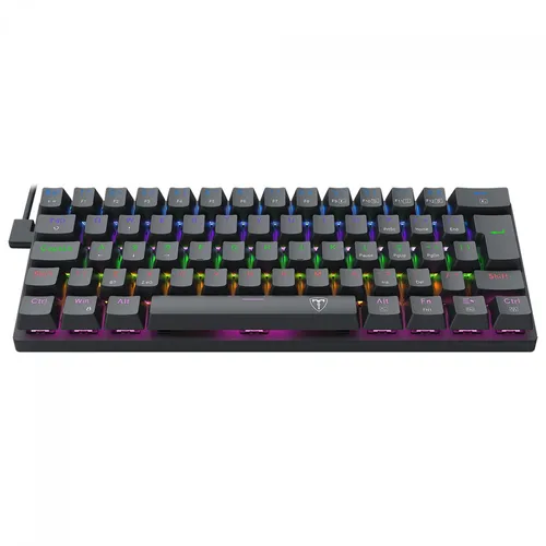 Teclado Mecânico Gamer T-Dagger Arena Pro, Rainbow, Wireless/Bluetooth, Switch Brown, 60%, ABNT2, Preto, T-TGK321PRO-BR PT