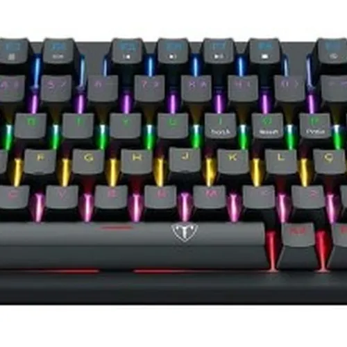 Teclado Mecânico Gamer T-dagger Megatre 75%, RGB, Switch Dust-proof Marrom, USB Tipo-C Removível, ABNT2, Preto - T-TGK326-BR