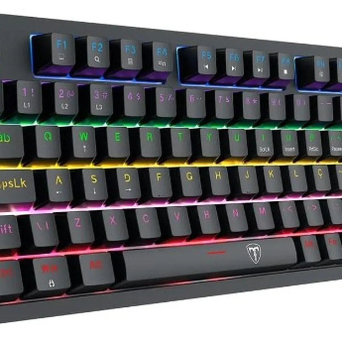 Teclado Mecânico Gamer T-dagger Megatre 75%, RGB, Switch Dust-proof Marrom, USB Tipo-C Removível, ABNT2, Preto - T-TGK326-BR