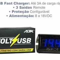 Voltímetro AJK Black Digital Com Saida Usb Medidor Bateria - imagem 1