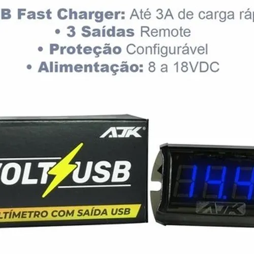 Voltímetro AJK Black Digital Com Saida Usb Medidor Bateria