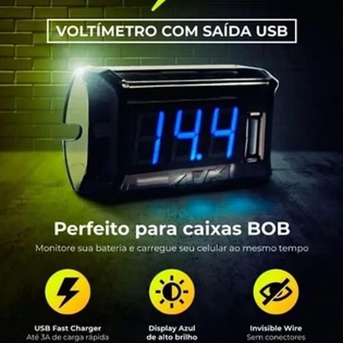 Voltímetro AJK Black Digital Com Saida Usb Medidor Bateria