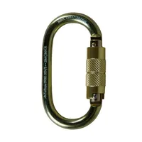 MOSQUETÃO AÇO OVAL DUPLA TRAVA AUTO 25KN - AMARELO/ ZINCO - CE/EN - FOR ROPE ® - imagem 3