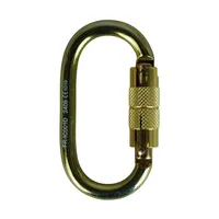 MOSQUETÃO AÇO OVAL DUPLA TRAVA AUTO 25KN - AMARELO/ ZINCO - CE/EN - FOR ROPE ® - imagem 1