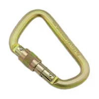 MOSQUETÃO AÇO D ASSIMETRICO TRAVA ROSCA 41kN DOURADO - CE EN E UIAA - FOR ROPE - imagem 1