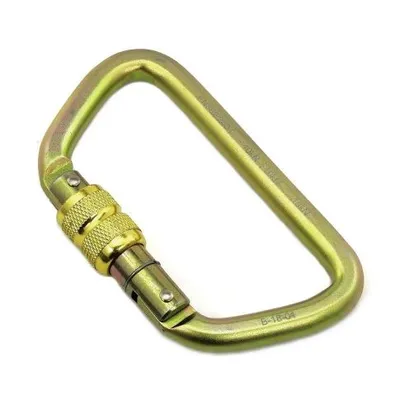 MOSQUETÃO AÇO D SIMÉTRICO - 40kN - TRAVA ROSCA - (AMARELO / ZINCO) - EN / NBR - QUALITY FIX