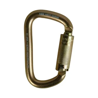 MOSQUETÃO AÇO D ASSIMETRICO 45KN - TRAVA TRIPLA AUTO - CE EN NBR - FOR ROPE