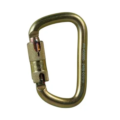 MOSQUETÃO AÇO D ASSIMETRICO 45KN - TRAVA DUPLA AUTO - CE EN NBR - FOR ROPE