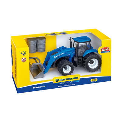 TRATOR NEW HOLLAND T8 C/ GARFO BRINQUEDO 1/30