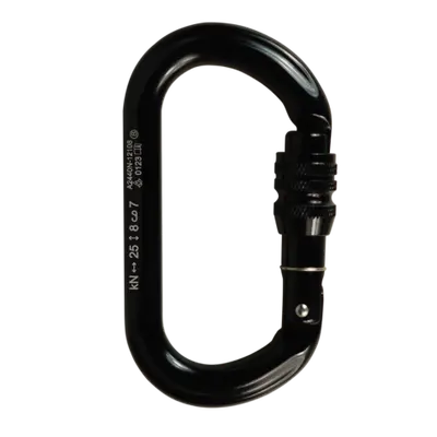 MOSQUETÃO ALUMINIO OVAL TRAVA ROSCA KEYLOCK 25kN PRETO - FOR ROPE ®