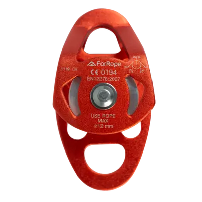 POLIA DUPLA COMPACT EM ALUMÍNIO COM PLACAS OSCILANTES LARANJA - 28kN - CE EN - FOR ROPE ®