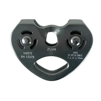 POLIA DUPLA EM LINHA ALUMÍNIO 25kN, CABOS E CORDAS 7 a 13mm - HEART EVO - TIROLESA - FOR ROPE