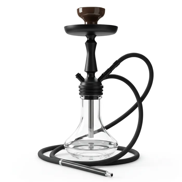 Narguilé Completo Zeus Mini - Preto Fosco com Vaso Transparente