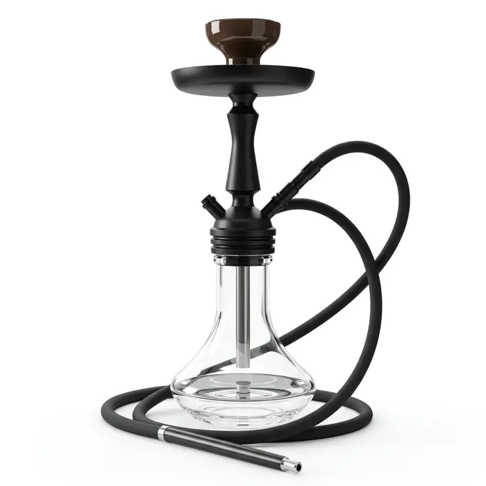 Narguilé Completo Zeus Mini - Preto Fosco com Vaso Transparente