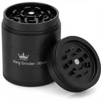 Dichavador de Alumínio 3 Partes King Grinder – Preto Fosco 50mm - imagem 1