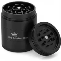 Dichavador de Alumínio 3 Partes King Grinder – Preto Fosco 50mm - imagem 1