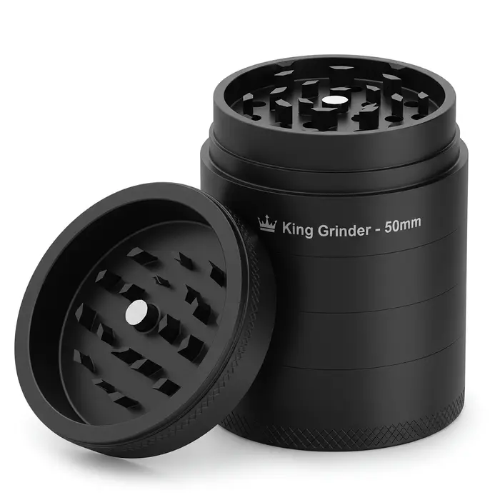 Dichavador de Alumínio 3 Partes King Grinder – Preto Fosco 50mm