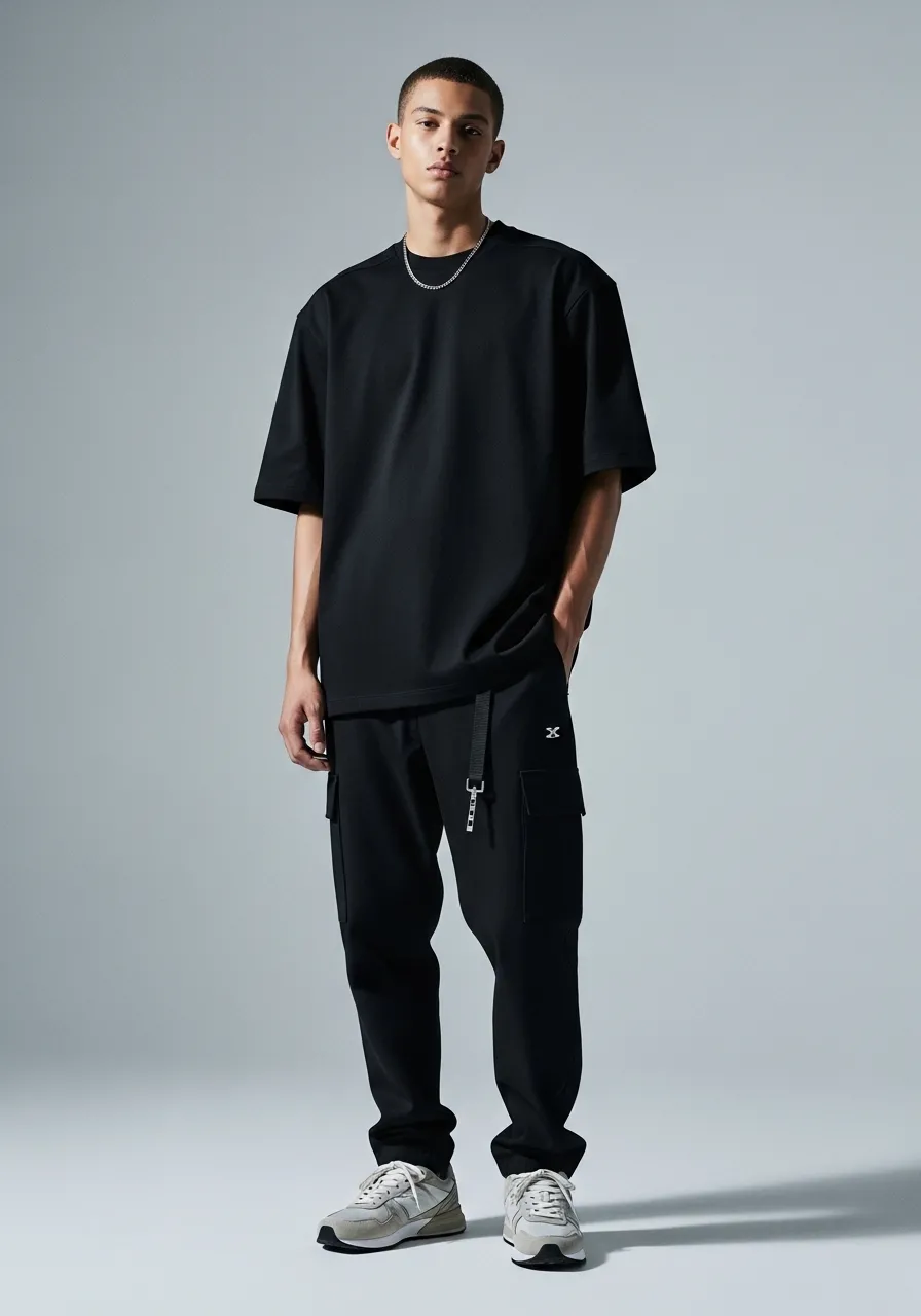 Camiseta Masculina Oversized Essential Black Premium