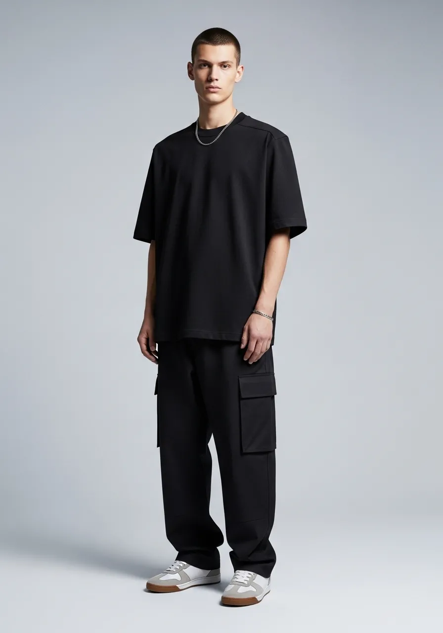Camiseta Masculina Oversized Essential Black Premium