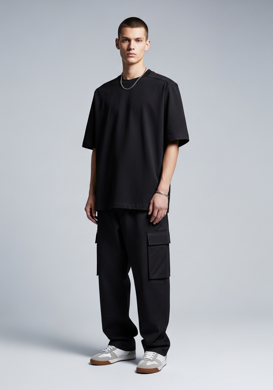 Camiseta Masculina Oversized Essential Black Premium