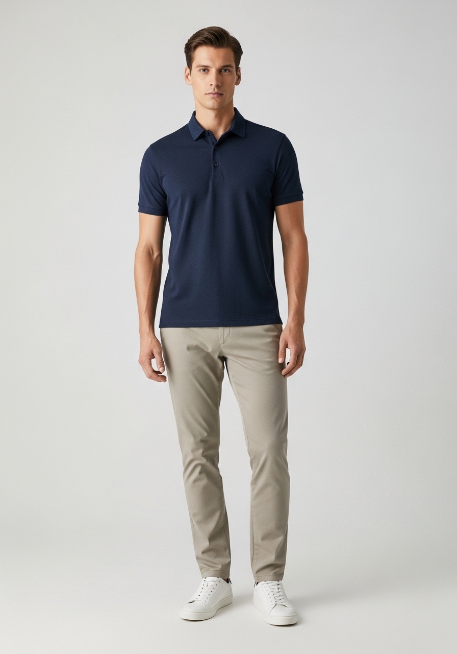 Polo Masculina Slim Fit Navy Elegance Premium