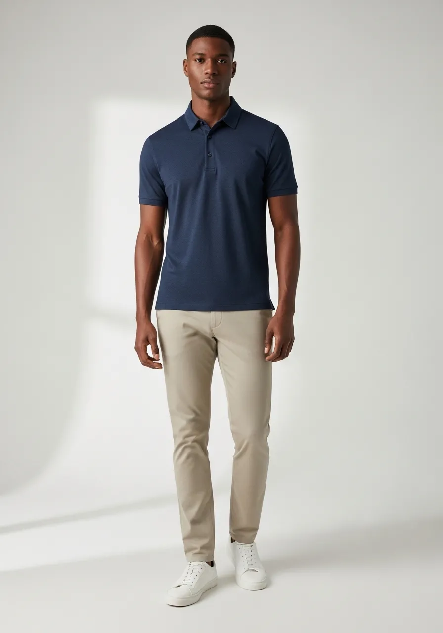 Polo Masculina Slim Fit Navy Elegance Premium