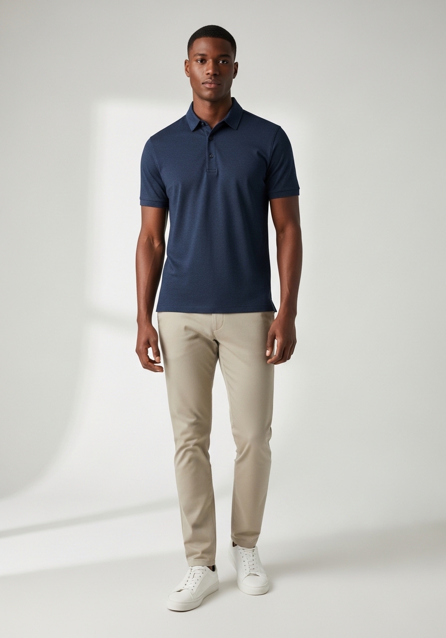 Polo Masculina Slim Fit Navy Elegance Premium