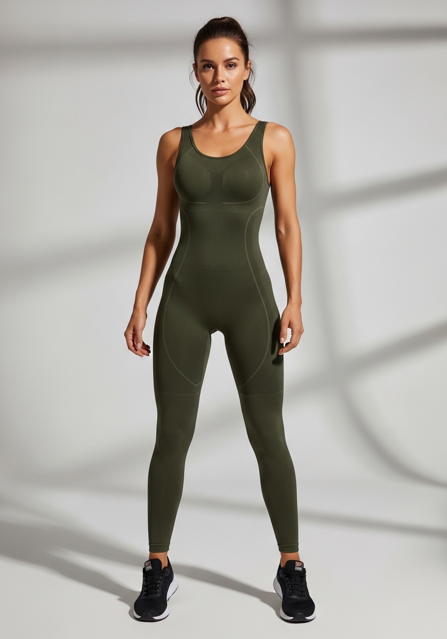 Macaquinho Fitness Feminino Seamless Sculpt Olive Pro