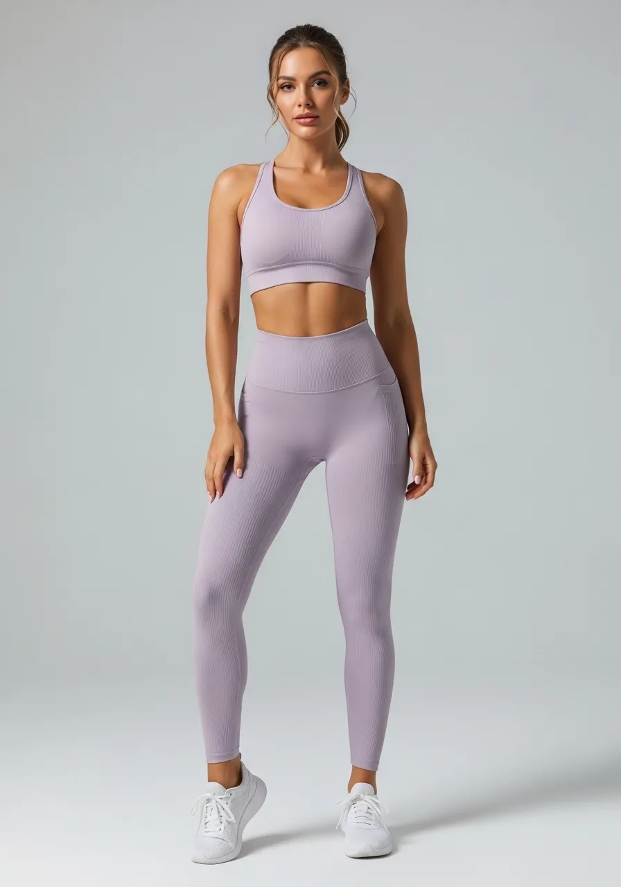 Conjunto Fitness Feminino Textured Sculpt Lavender Move
