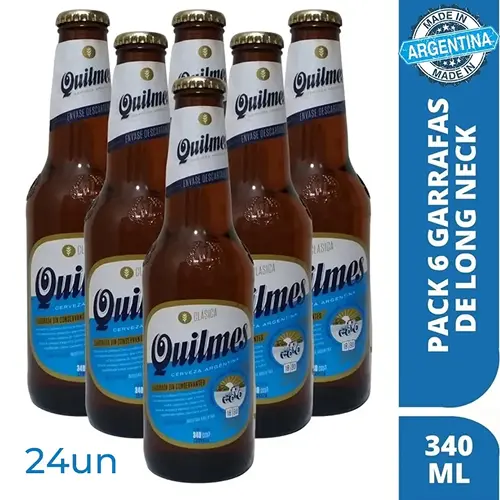 Cerveja Quilmes Clássica Argentina Long Neck 340ml - Cx 24un