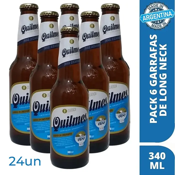 Cerveja Quilmes Clássica Argentina Long Neck 340ml - Cx 24un