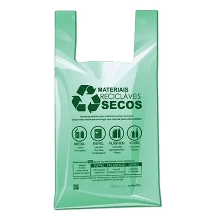 Sacola Plástica Biodegradável Verde 38x48