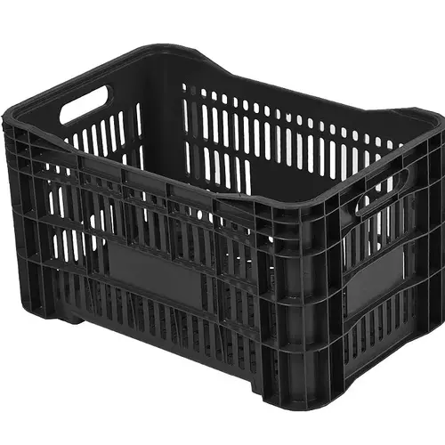 Caixa Plástica Agrícola Vazada - 20 KG 50 litros  ( kit 100 un )- PRETA