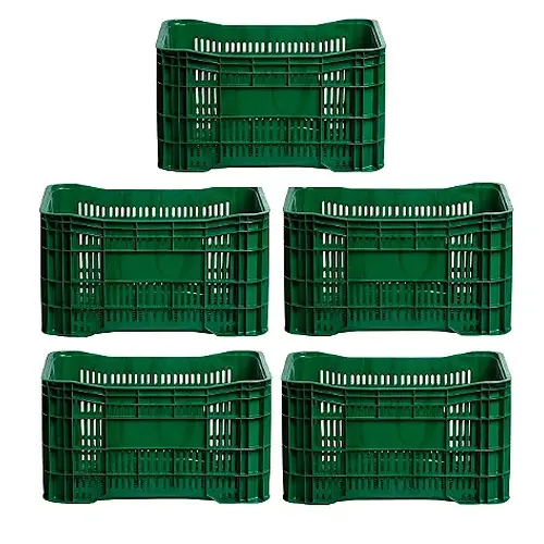 Caixa Plástica Agrícola Vazada - 20KG 50 litros ( kit 5 un ) - VERDE