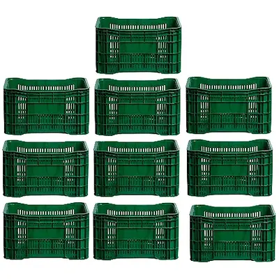 Caixa Plástica Agrícola Vazada - 20 KG 50 litros ( kit 10 un ) - VERDE