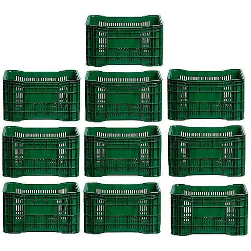 Caixa Plástica Agrícola Vazada - 20 KG 50 litros ( kit 10 un ) - VERDE