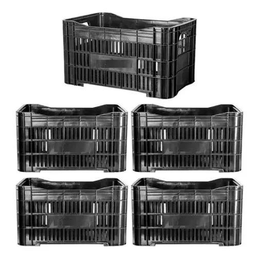 Caixa Plástica Agrícola Vazada - 20KG 50 litros ( kit 5 un )- PRETA