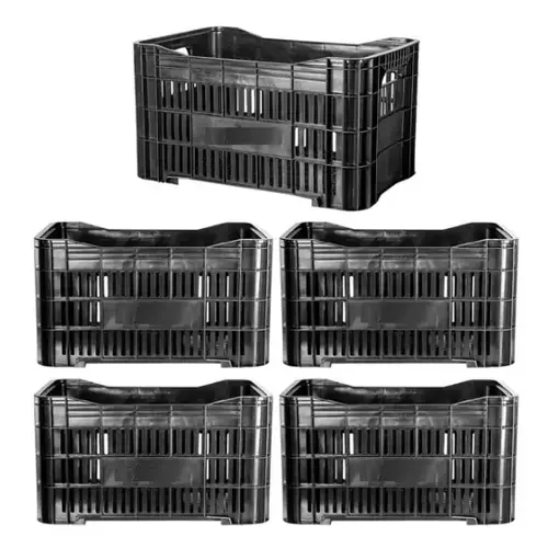 Caixa Plástica Agrícola Vazada - 20KG 50 litros ( kit 5 un )- PRETA