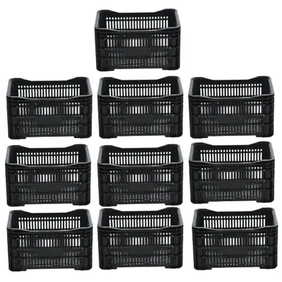 Caixa Plástica Agrícola Vazada - 20 KG 50 litros ( kit 10 un ) - PRETA