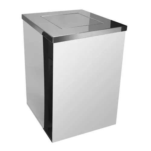 Lixeira Inox Quadrada com Tampa Vai-Vem 100 Litros - Binnox