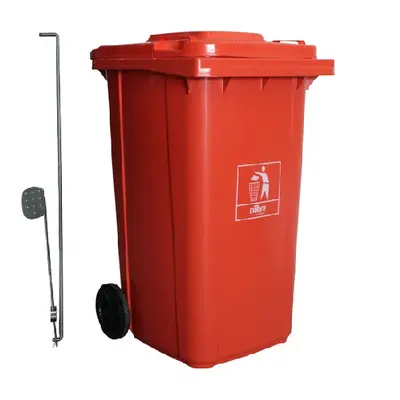 Carro Coletor de lixo Mod. Europeu 240 litros c/ Pedal - LARANJA