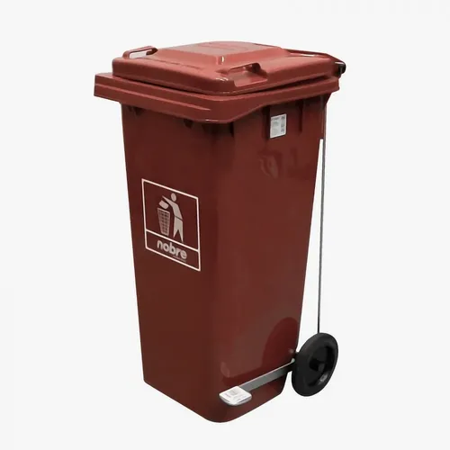 Carro Coletor de lixo Mod. Europeu 120 litros c/ Pedal - MARROM