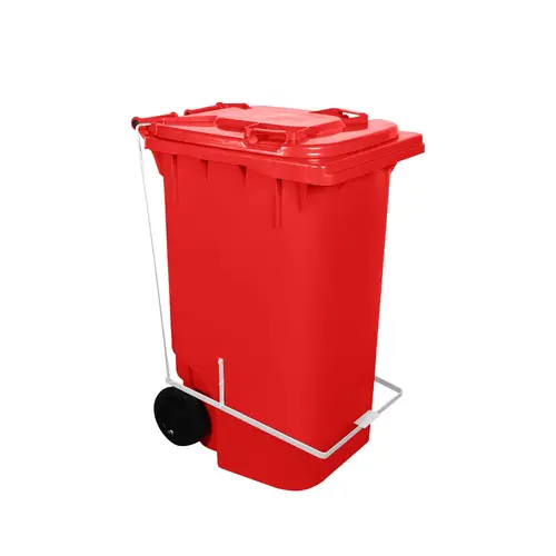 Contêiner de Lixo ou Lixeira 240 Litros Com Pedal Vermelho