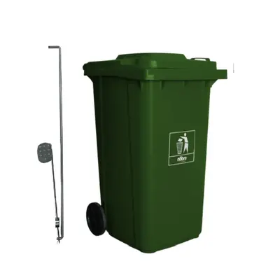 Carro Coletor de lixo Mod. Europeu 240 litros c/ Pedal - VERDE