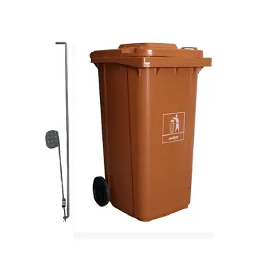 Carro Coletor de lixo Mod. Europeu 240 litros c/ Pedal - MARROM