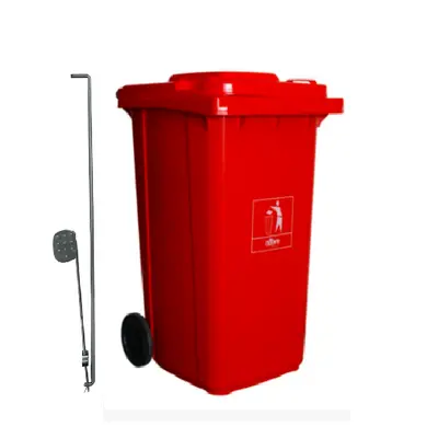 Carro Coletor de lixo Mod. Europeu 240 litros c/ Pedal - VERMELHO