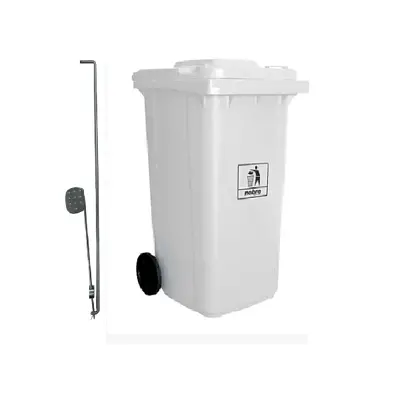 Carro Coletor de lixo Mod. Europeu 240 litros c/ Pedal - BRANCA