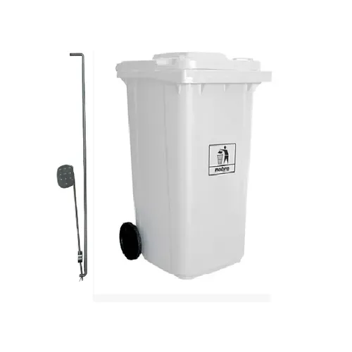 Carro Coletor de lixo Mod. Europeu 240 litros c/ Pedal - BRANCA