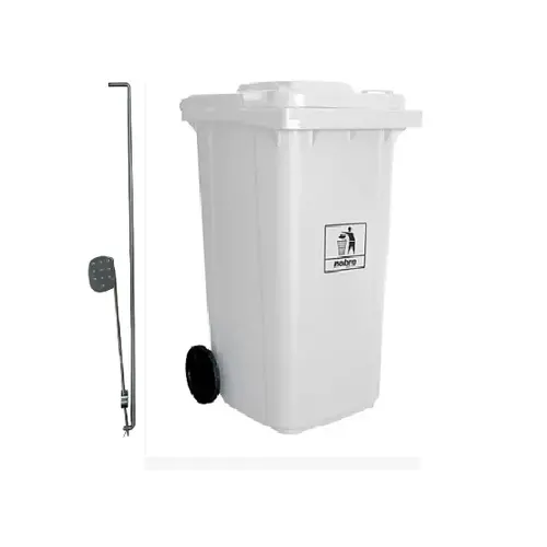 Carro Coletor de lixo Mod. Europeu 240 litros c/ Pedal - BRANCA
