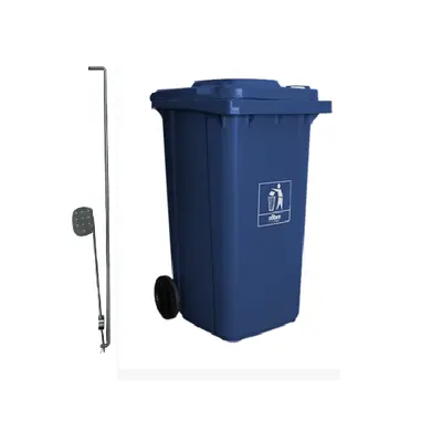 Carro Coletor de lixo Mod. Europeu 240 litros c/ Pedal - AZUL